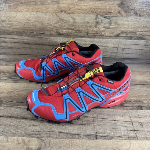 Mens Salomon SpeedcrossGoretexRed Blue Running Shoes! Size
